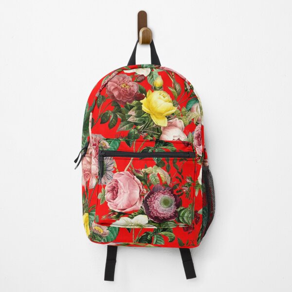 Item preview, Vintage rose garden pattern red background cottagecore aesthetic designed and sold by PG Illustration.