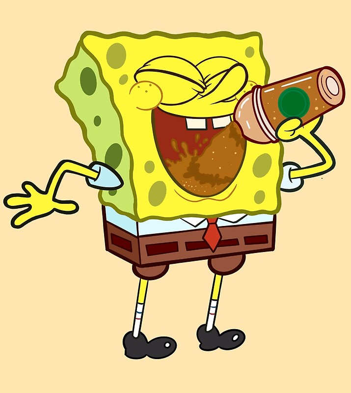 "Spongebob drinks coffee" by Projectmoon Redbubble