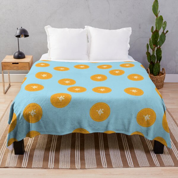 Item preview, Orange slice pattern on blue background designed and sold by Pasan-hpmm.