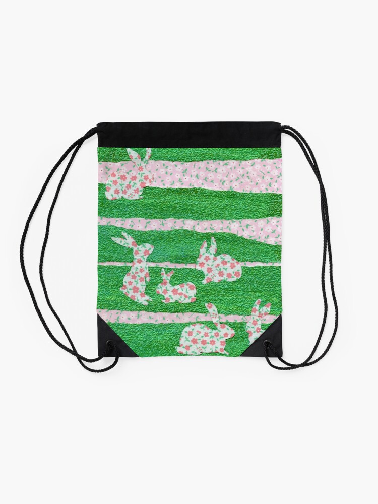 Alternate view of Bunnies in the Clover Drawstring Bag