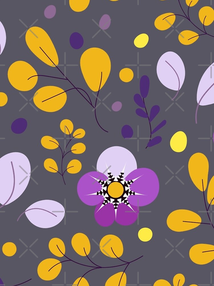 Thumbnail 4 of 4, iPhone Case, Purple flowers and gold leaves pattern with a dark background designed and sold by Victoria Riabov.