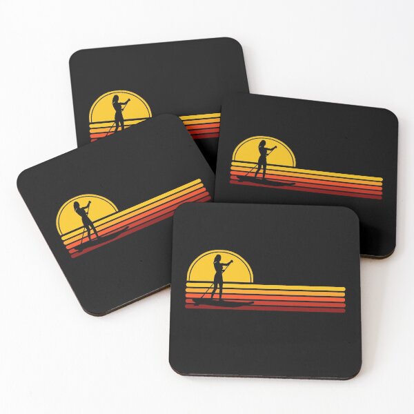 Item preview, Woman Stand Up Paddle Board - SUP - Yellow Sunset Stripes designed and sold by HeatherPore.