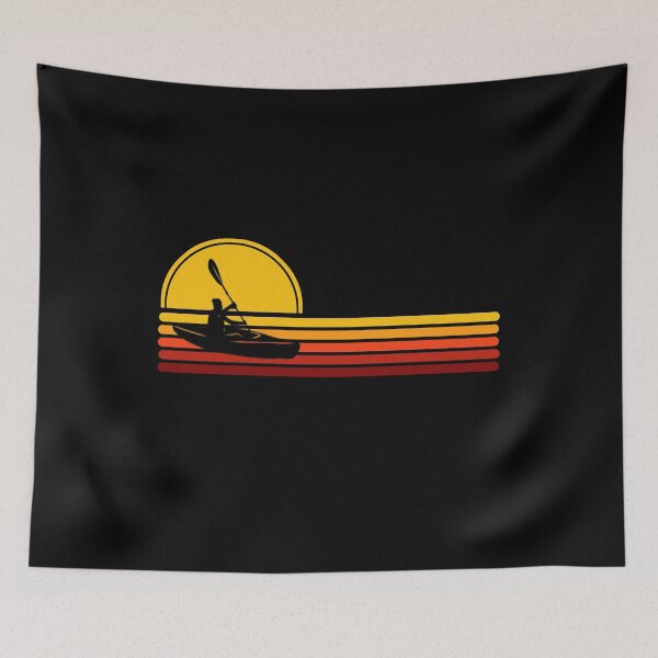 Item preview, Woman Kayaker - Yellow Sunset Stripes designed and sold by HeatherPore.