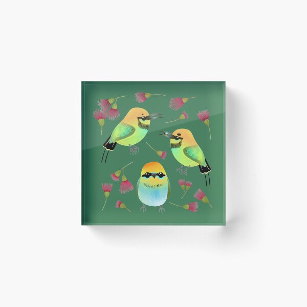 Item preview, Rainbow Bee Eater Bird - Cute Green and Yellow Bird Illustration Pattern  designed and sold by TheRainbowRoom.