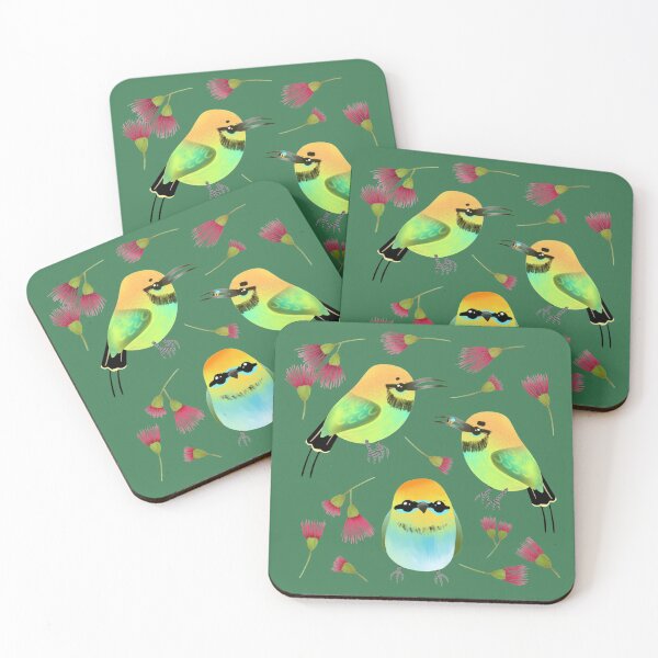 Item preview, Rainbow Bee Eater Bird - Cute Green and Yellow Bird Illustration Pattern  designed and sold by TheRainbowRoom.