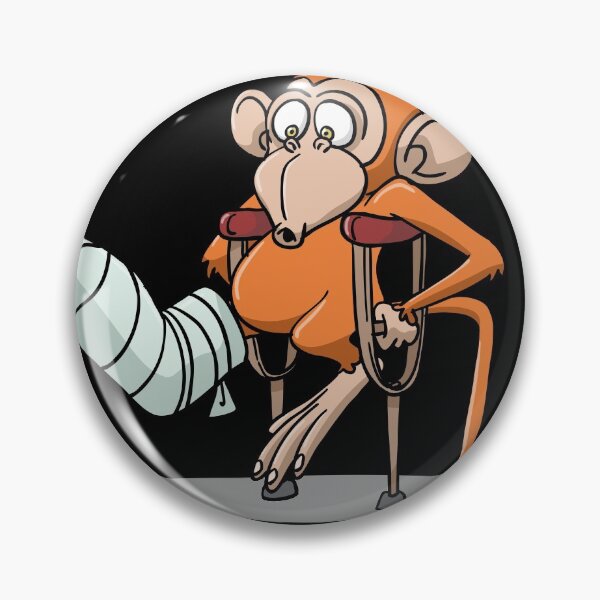 Item preview, Monkey with broken leg on crutches designed and sold by Monkey Ful.