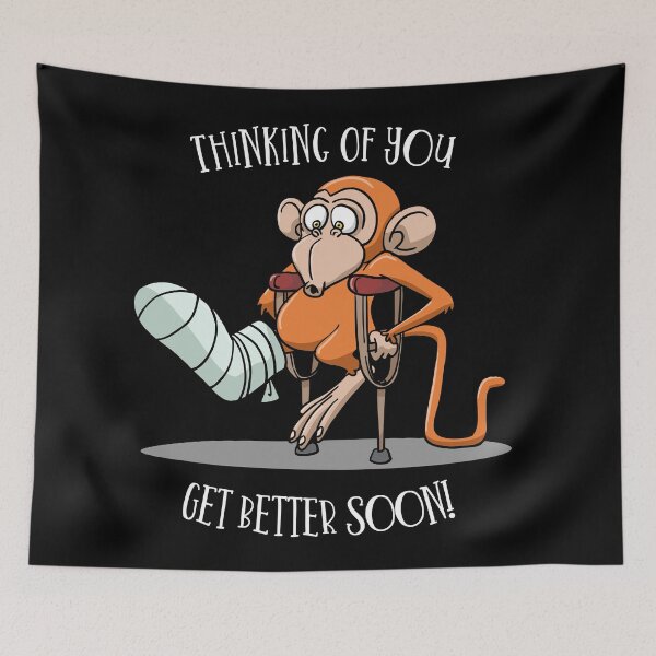 Item preview, Monkey with broken leg on crutches designed and sold by Monkey Ful.