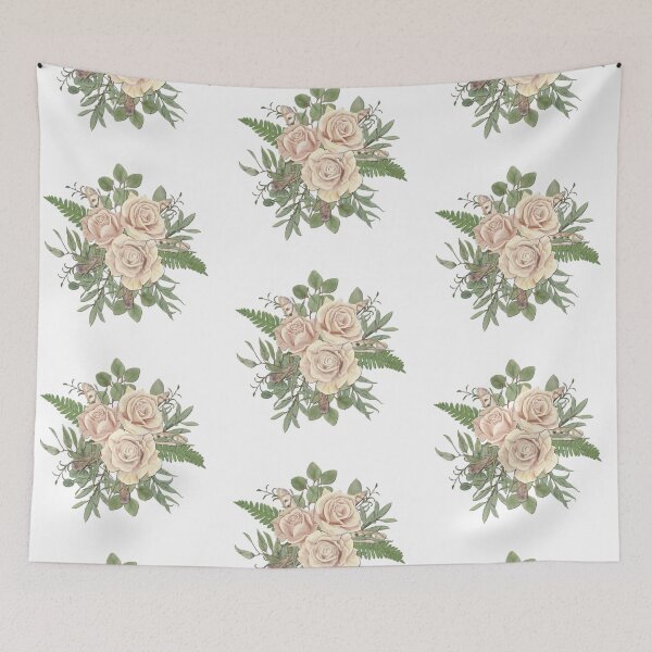 Item preview, Green Bouquet with Roses and Feathers designed and sold by Pavnud.