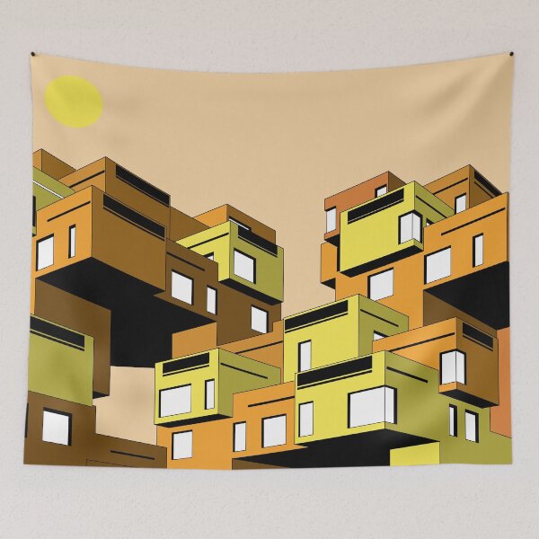 Item preview, Habitat 67 Warm Tones, Montreal, Canada Print, Brutalist, Brutalism, Architecture designed and sold by sketchingarchi.