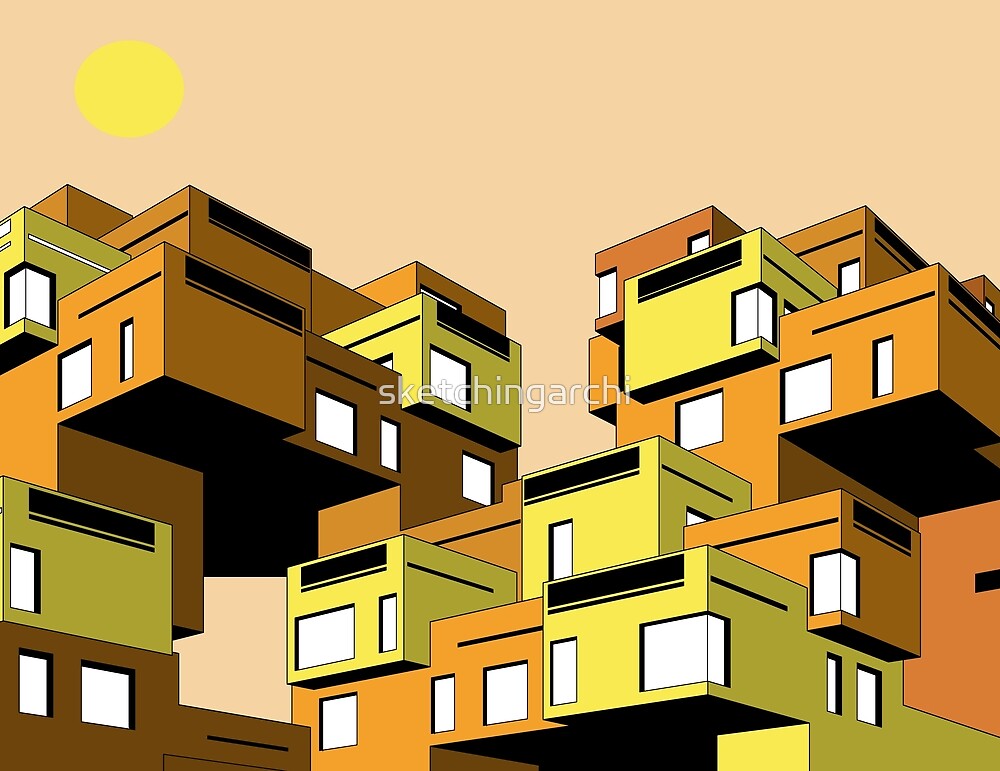 "Habitat 67 Warm Tones, Montreal, Canada Print, Brutalist, Brutalism ...