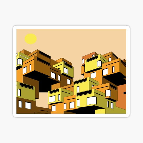 Item preview, Habitat 67 Warm Tones, Montreal, Canada Print, Brutalist, Brutalism, Architecture designed and sold by sketchingarchi.