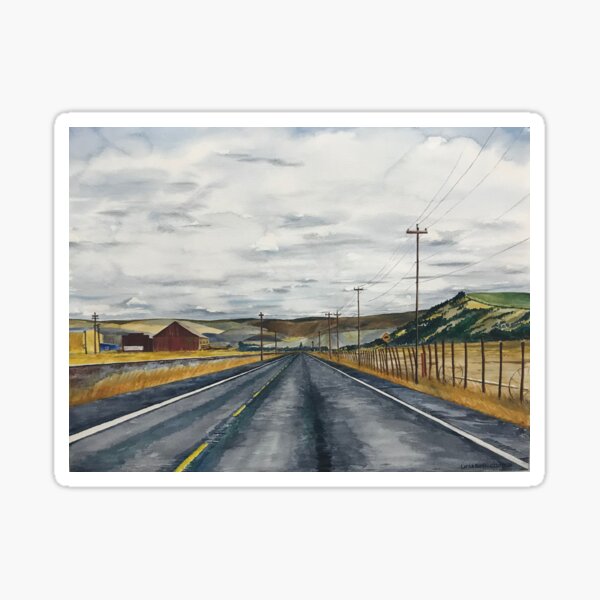 Watercolor on Highway 12 Sticker