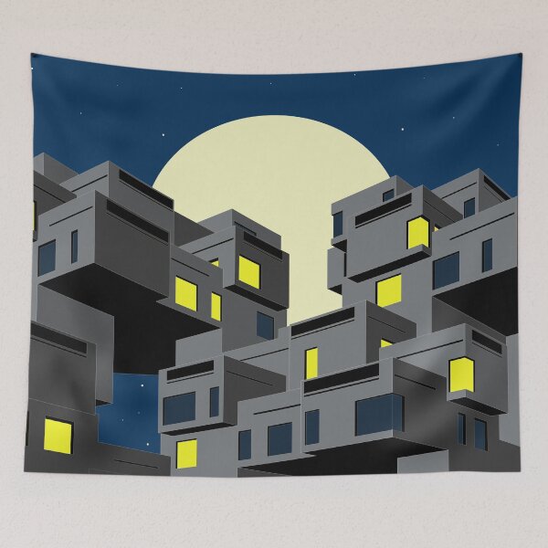 Item preview, Habitat 67 Night View, Print, Montreal, Canada Print, Brutalist, Brutalism, Architecture designed and sold by sketchingarchi.