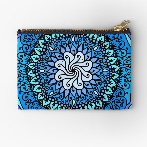 Mandala fire ice blue Zipper Pouch