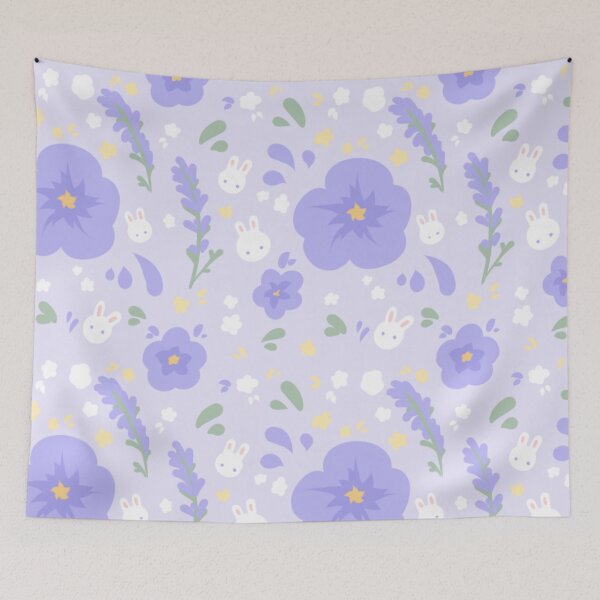 Item preview, Purple Bunny Floral Patternn designed and sold by POPHOLIC.