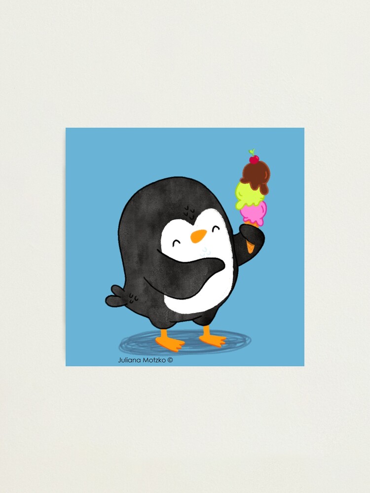 Alternate view of Happy Penguin with Ice Cream Photographic Print