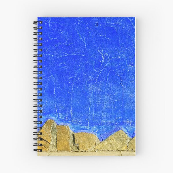 Item preview, Vivid blue rough plaster wall with random stone edge. designed and sold by janesg.