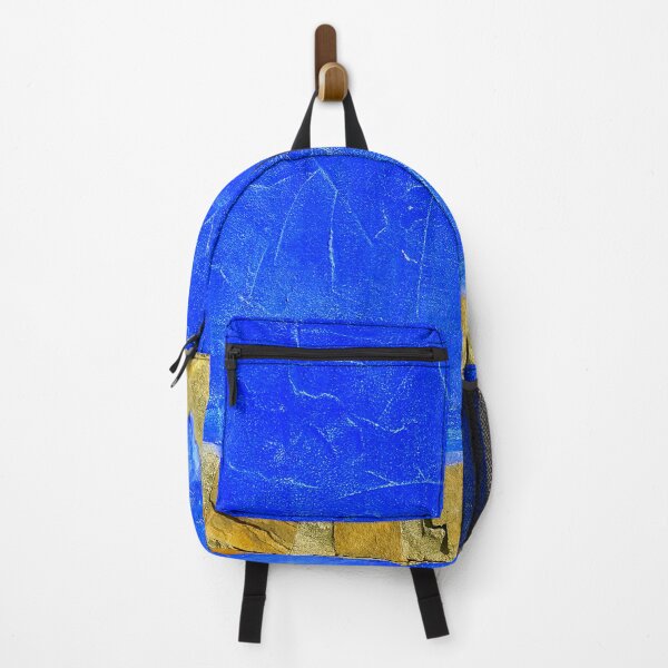 Item preview, Vivid blue rough plaster wall with random stone edge. designed and sold by janesg.