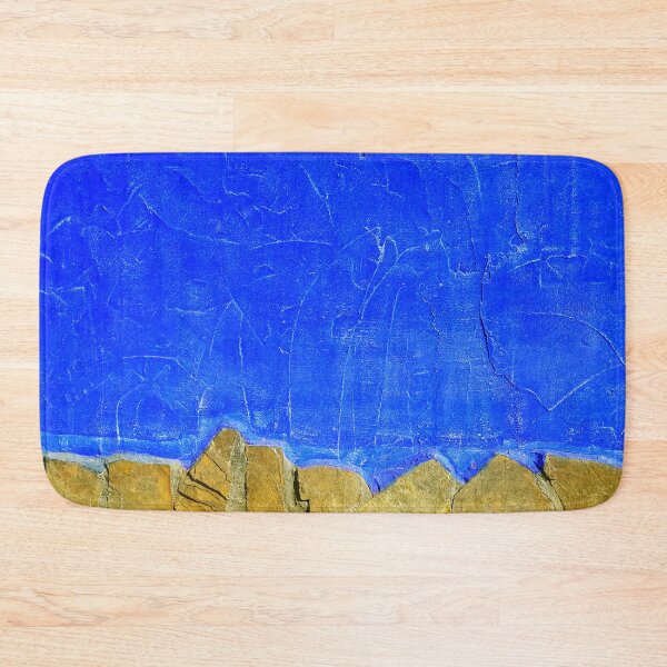 Item preview, Vivid blue rough plaster wall with random stone edge. designed and sold by janesg.