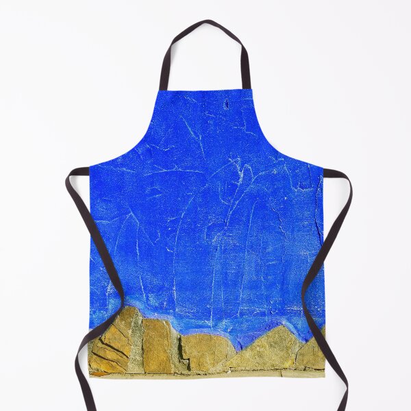 Item preview, Vivid blue rough plaster wall with random stone edge. designed and sold by janesg.