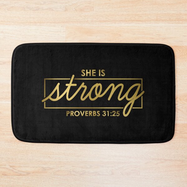 Item preview, She Is Strong - Proverbs 31:25 - Black and Gold designed and sold by 4wordsmovement.
