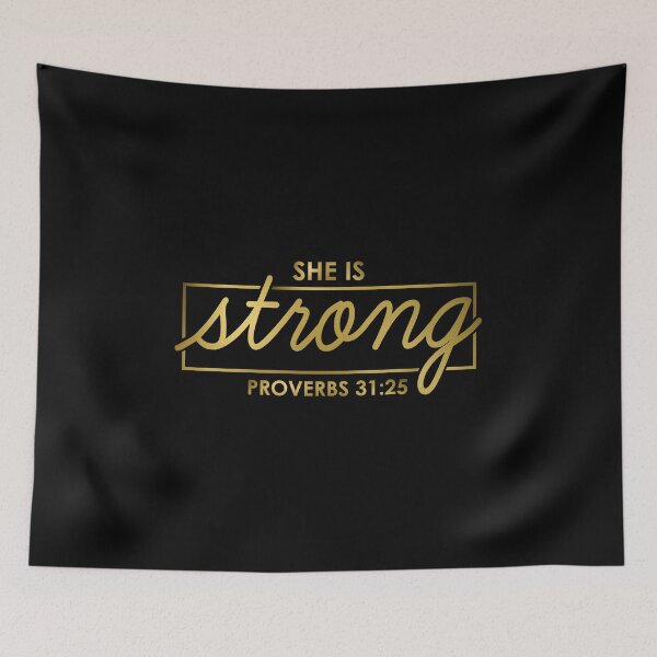 Item preview, She Is Strong - Proverbs 31:25 - Black and Gold designed and sold by 4wordsmovement.