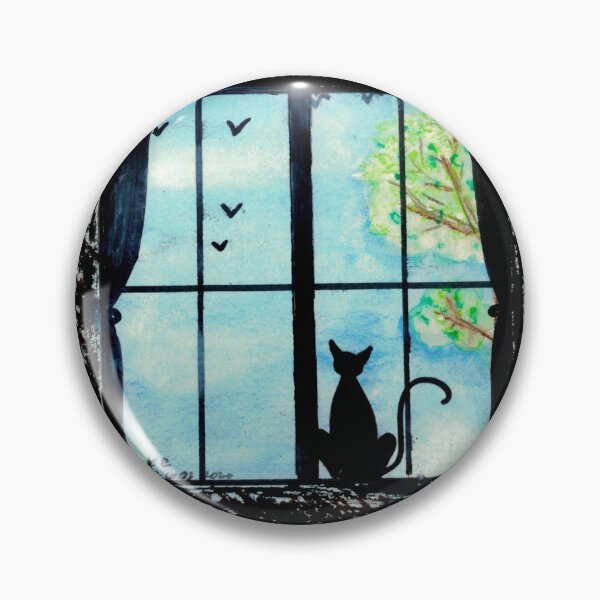 Item preview, cat at the window designed and sold by Mohes-art.