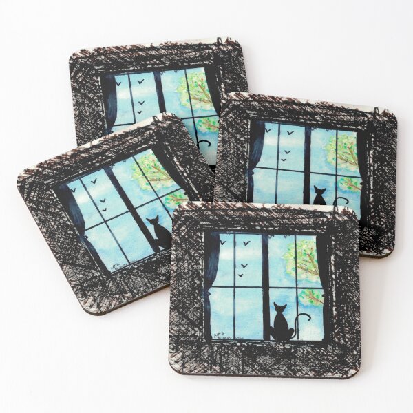 Item preview, cat at the window designed and sold by Mohes-art.