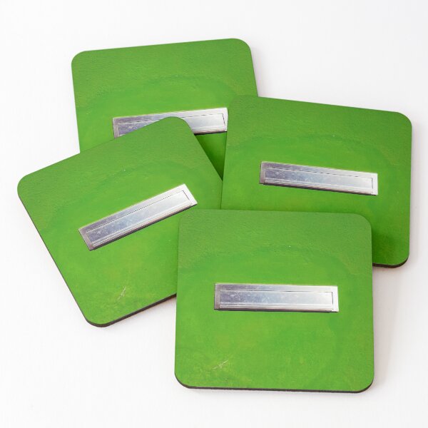 Item preview, Stainless steel letterbox in a vivid acid green plastered wall. designed and sold by janesg.