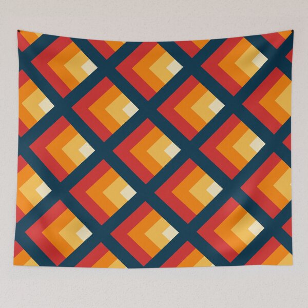 Item preview, Vintage retro blue yellow color scheme background pattern large designed and sold by Thecolorschemer.