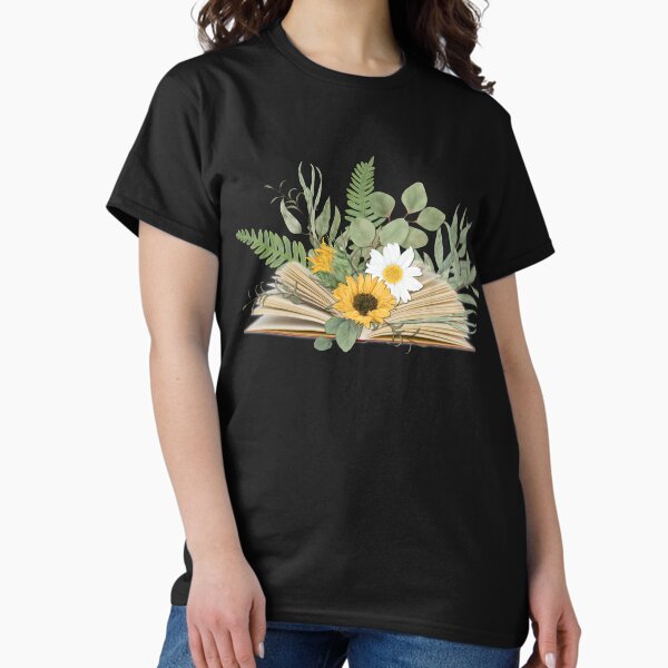 Vista previa del artículo con la obra «Libro abierto con flores y hojas», diseñado y vendido por Pavnud.