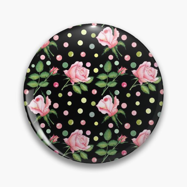 Item preview, seamless pattern hand drawn watercolor pink roses on the black background designed and sold by linagaiaart.