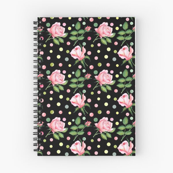 Item preview, seamless pattern hand drawn watercolor pink roses on the black background designed and sold by linagaiaart.