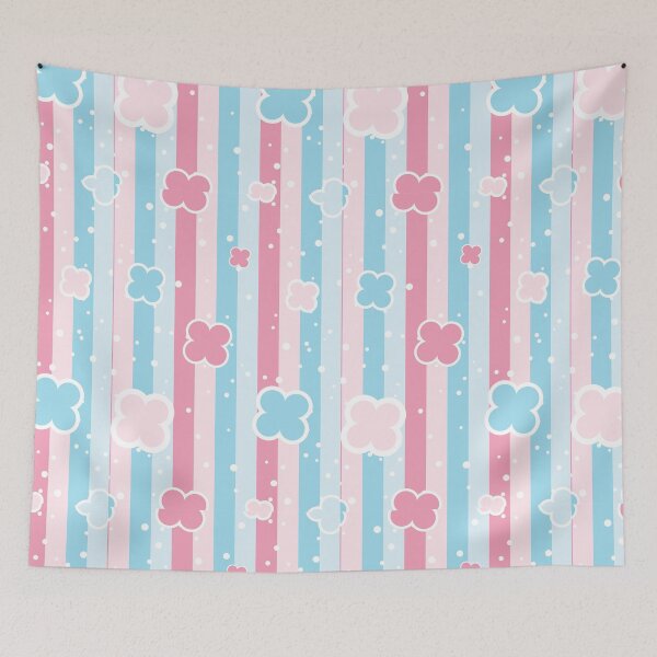 Item preview, Floral Pink And Blue Cute Strips Pattern designed and sold by Piosenka Art.