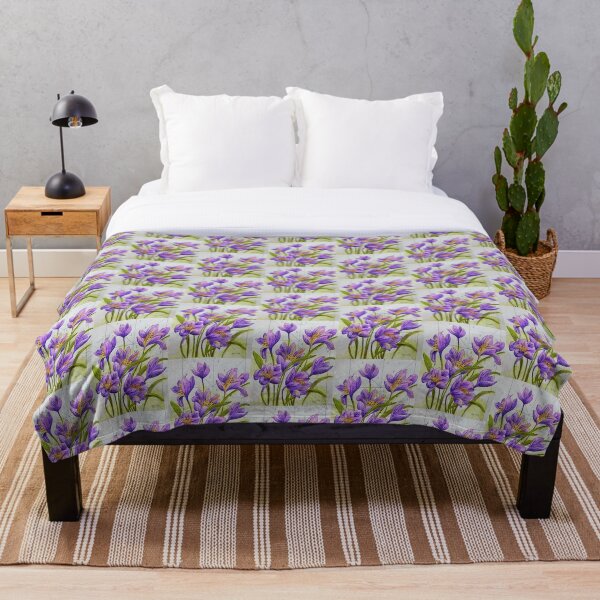 Crocus in the rain Throw Blanket