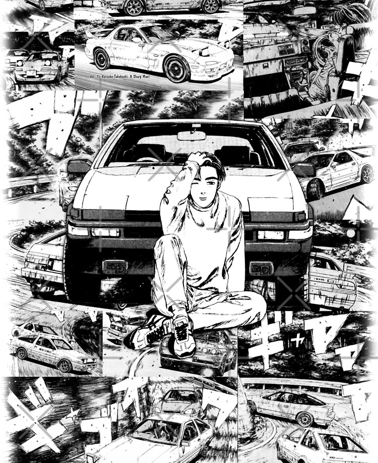 Initial D Style Manga Anime Black and White Japanese · Creative