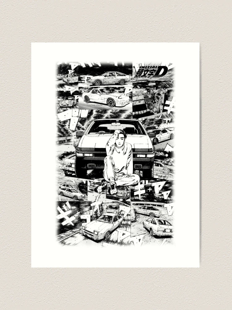 Initial D Style Manga Anime Black and White Japanese · Creative