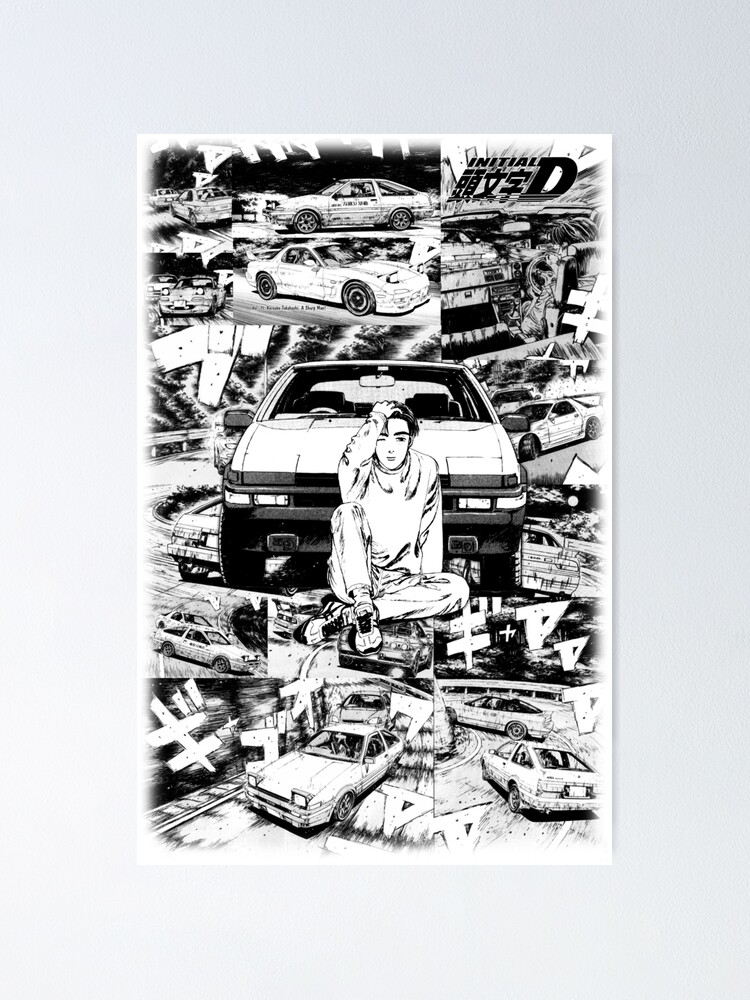 Initial D Manga Takumi Fujiwara Trueno AE86 Poster for Sale by