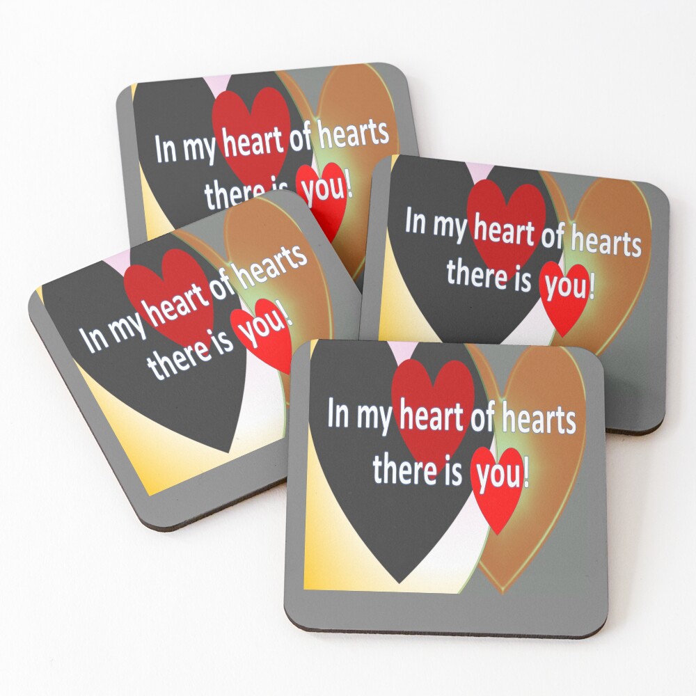 Flashy loud hearts with love quote Coasters (Set of 4)