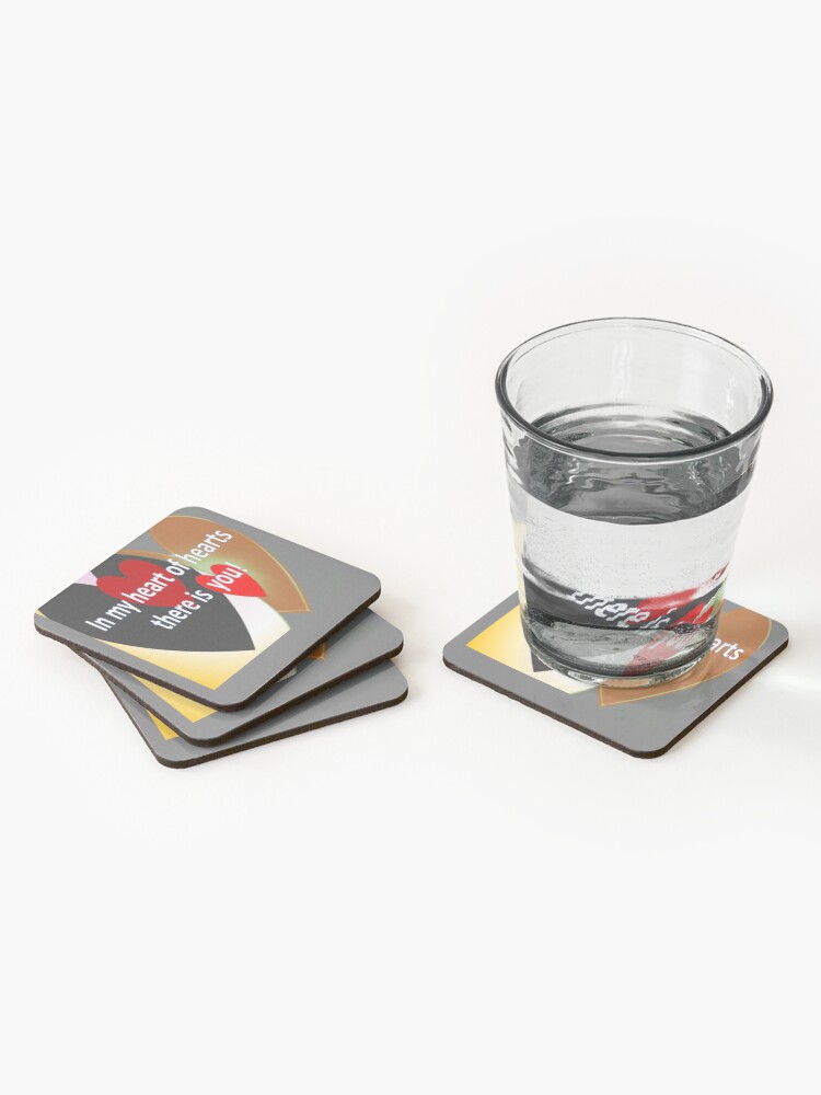 Alternate view of Flashy loud hearts with love quote Coasters (Set of 4)