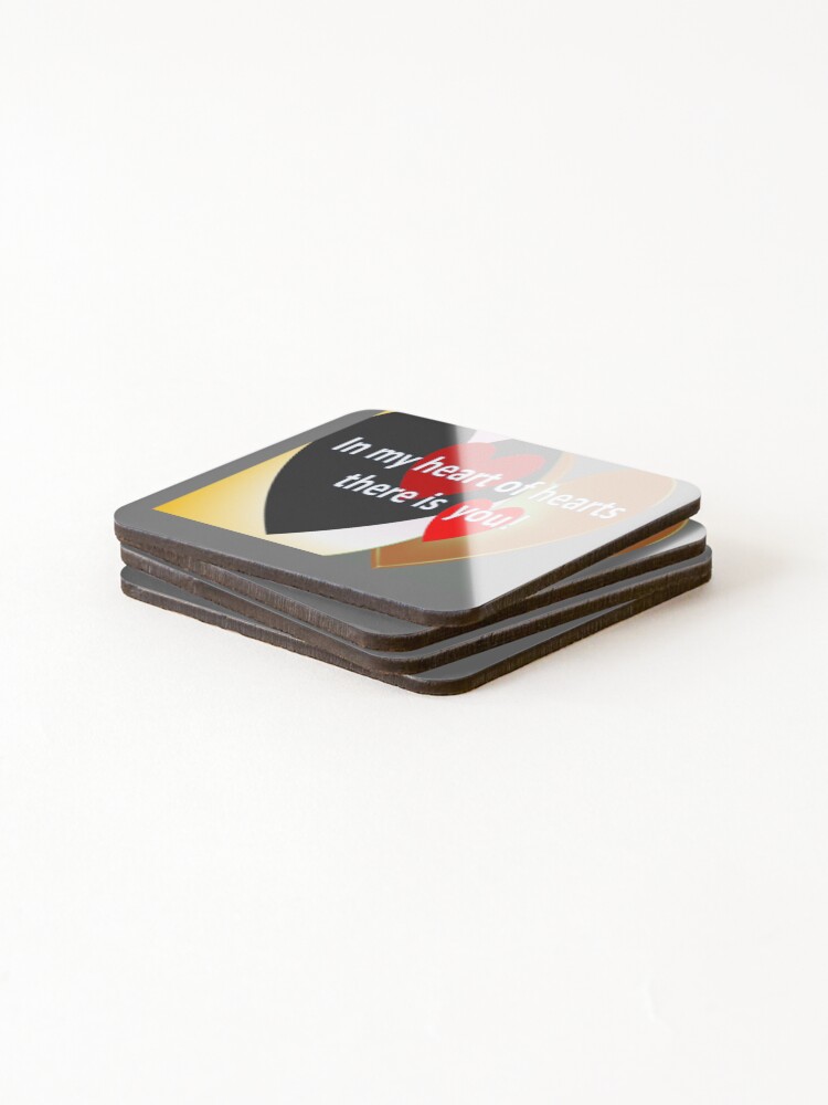 Alternate view of Flashy loud hearts with love quote Coasters (Set of 4)