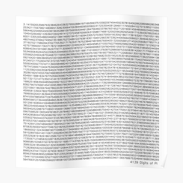 4139 Digits of PI π Poster