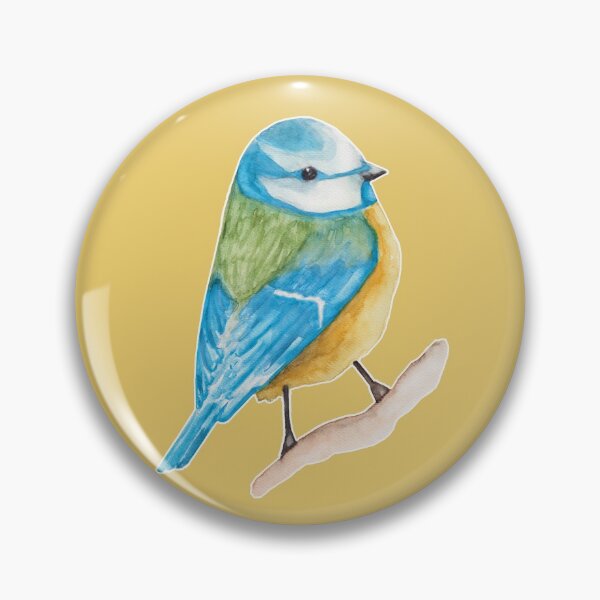 Item preview, Watercolor - Cute blue tit (Yellow background)  designed and sold by Karolien Kenis.