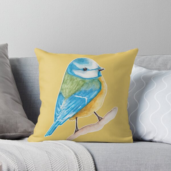 Item preview, Watercolor - Cute blue tit (Yellow background)  designed and sold by Karolien Kenis.