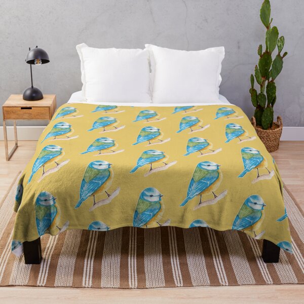 Item preview, Watercolor - Cute blue tit (Yellow background) designed and sold by Karolien Kenis.