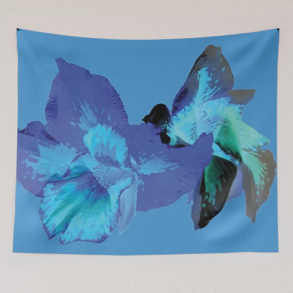 Item preview,  Flowers with large petals- blue and green-blue background designed and sold by CSouissi.
