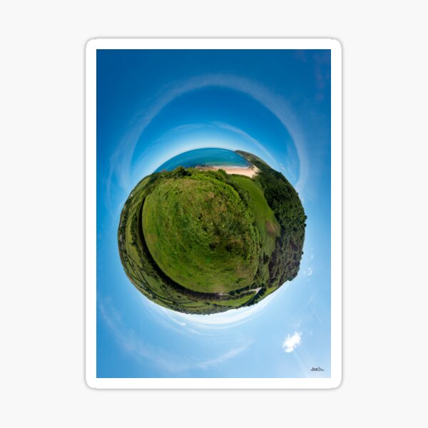 Kinnagoe Bay (as a floating green planet) Sticker
