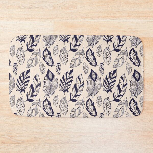 Item preview, Navy Blue and Beige Feathers Pattern designed and sold by thelustrous.