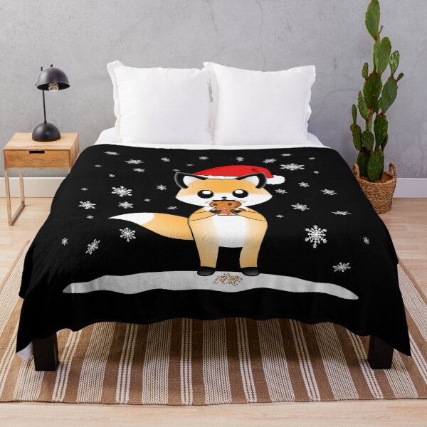 Item preview, A Cute Fox With A Christmas Cap Eats A Cookie In The Snow designed and sold by Paulina Vanlife.