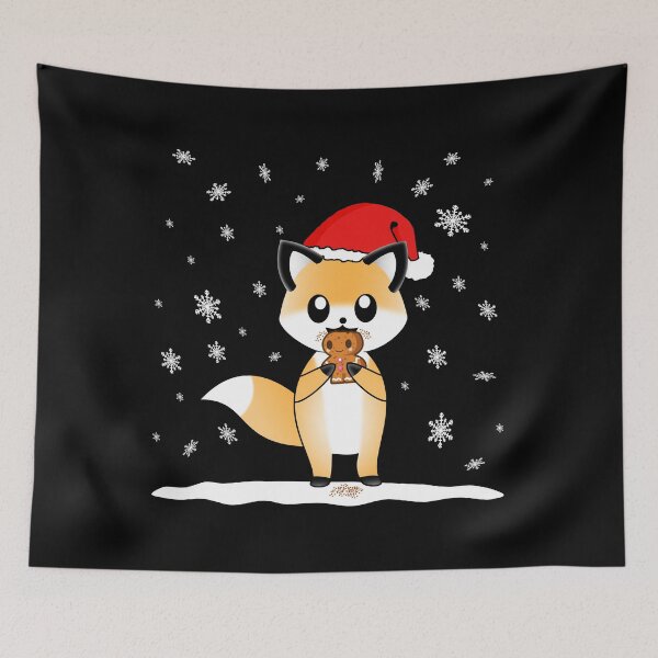Item preview, A Cute Fox With A Christmas Cap Eats A Cookie In The Snow designed and sold by Paulina Vanlife.